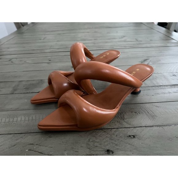 NEW JW PEI Sara Kitten Heel Mule - Caramel Brown Vegan Leather - Size 38 8 - Picture 4 of 14